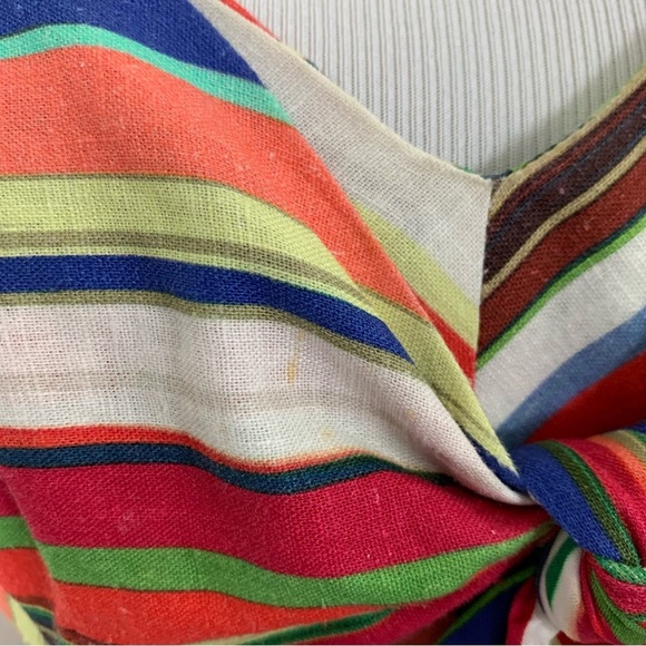 Parker Womens Striped Rainbow Rosemary Dress LinenBlend Womens 4 Sundress - Picture 7 of 17